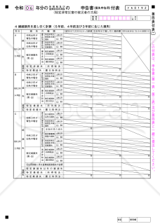 申告書第四表（損失申告用）付表（特定非常災害の被災者の方用）【令和6年分以降用】