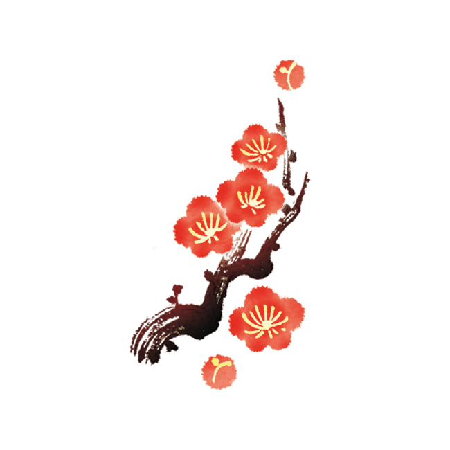 イラスト 筆の質感が印象的な梅の木の和素材 Bizocean ビズオーシャン
