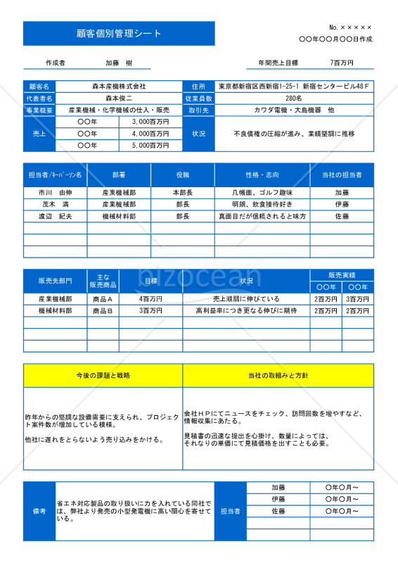 Excelで作る顧客個別管理シート（A4・1枚）｜bizocean（ビズオーシャン）