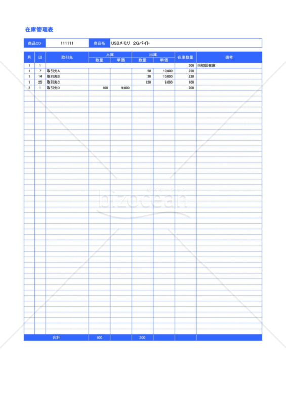 Googleスプレッドシート】在庫管理表（小売業用）｜bizocean（ビズオーシャン）