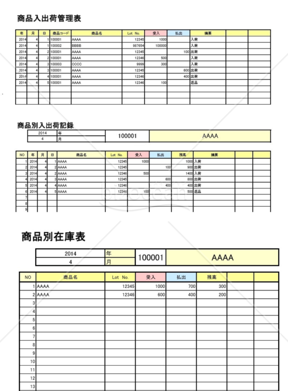 在庫管理表｜bizocean（ビズオーシャン）