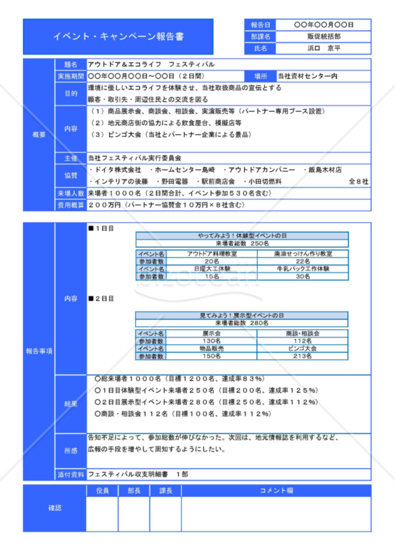 Excelで作るA41枚のイベント報告書｜bizocean（ビズオーシャン）