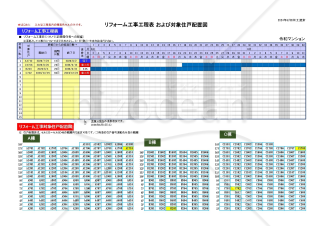 空家補修＆リフォーム工事ガントチャート工程表兼対象住戸配置図