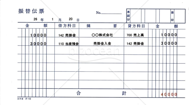 コクヨ テ-10振替伝票印刷｜bizocean（ビズオーシャン）