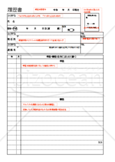 履歴書 A４ ２枚 赤枠説明付き Bizocean ビズオーシャン